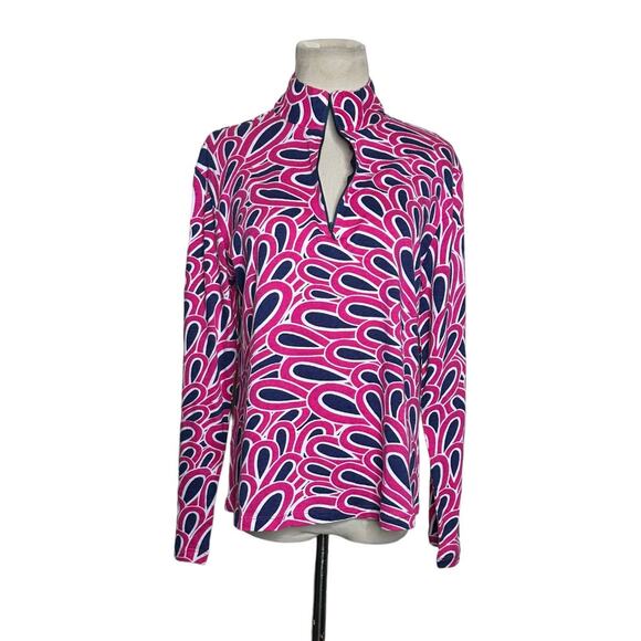 Malabar Bay Pink Blue Floral Print Naragansette Pullover size Small - Picture 5 of 7